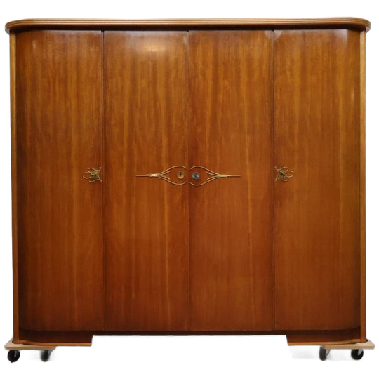 Vintage Kledingkast 4 Deurs Mahonie 1