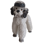 Vintage '80 Xl Poedelbeeld. Handbeschilderde Italiaanse Keramiek. thumbnail 1