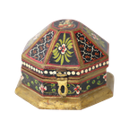 Antieke Indiase Mughal Achthoekige Houten Kistje thumbnail 1