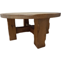 Brutalist Wabi-Sabi Ronde Eikenhouten Salontafel, Nederland 1960'S