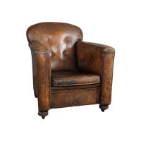 Antieke Schapenleren Fauteuil, Vol Patina