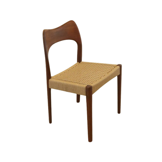 Set Van 4 Eetkamerstoelen Eetstoelen Arne Hovmand Olsen Deens Design Vintage Papercord 1