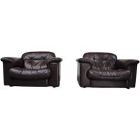 Pair Of De Sede Ds-101 Leather Lounge Chairs