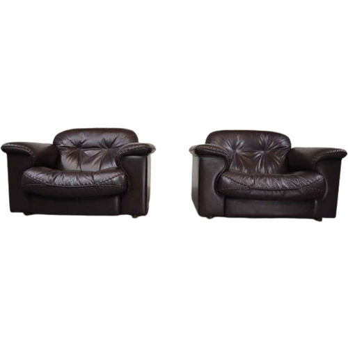 Pair Of De Sede Ds-101 Leather Lounge Chairs