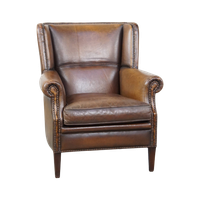 Subtiele, Comfortabele En In Goede Staat Verkerende Donkere Schapenleren Fauteuil Met Een Correct