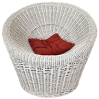 Vintage Witte Rotan Kuipstoel, 1970s thumbnail 1