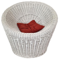 Vintage Witte Rotan Kuipstoel, 1970s
