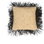 Bazar Bizar | De Raffia Kussenhoes - Naturel Zwart - 40x40 thumbnail 1