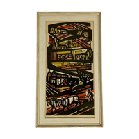 Litho Akke Sins , Ploegende Boeren, 1963