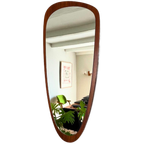 Vintage Midcentury Spiegel Ovaal Met Hoeken - Teak(fineer) thumbnail 1