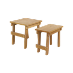 Natural Oak Side Table Brutalist Set/2 thumbnail 1