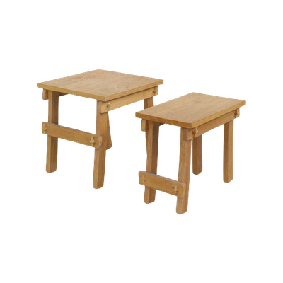 Natural Oak Side Table Brutalist Set/2