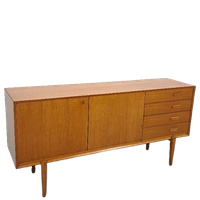 Teak Dressoir Met Hoge Poten En Lades Vintage Sideboard