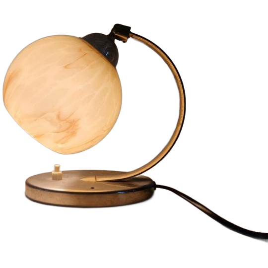 Art Deco Bauhaus Tafellamp Gemarmerd Glas 1