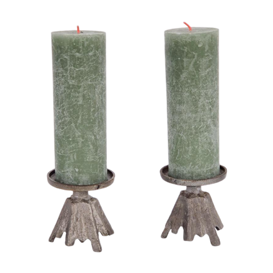2 Vintage Horst Dalbeck Gietijzer Kandelaar ’70 Brutalist 1