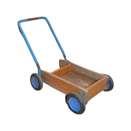 Vintage Houten Speelkarretje Voor Kinderen Harlekijn 1