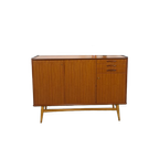 Teak Kast Met Schuine Poten En Lades Uit Zweden thumbnail 1