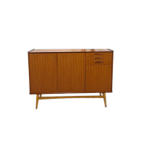 Teak Kast Met Schuine Poten En Lades Uit Zweden