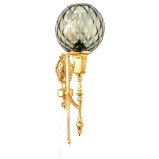 Vintage Wandlamp Lamp Jaren 80 Glas Goud 1