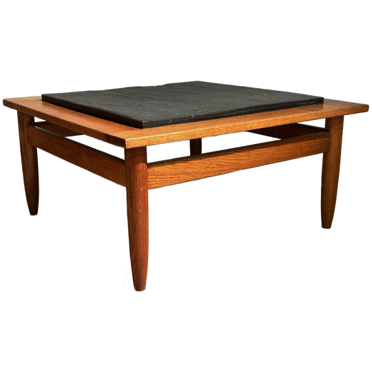 Vintage Sixties Salontafel Met Leisteen 1