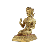 Antieke Thaise Bronzen Vergulde Boeddha Nang Kwak Rattanakosin