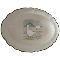 Mooie Vintage Ovale Schaal 32x21x3 Met Groene Rand