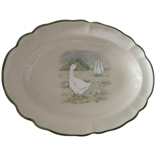 Mooie Vintage Ovale Schaal 32x21x3 Met Groene Rand 1