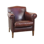 Strak Afgewerkte Fauteuil/ Armchair Gemaakt Van Schapenleer thumbnail 1