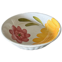 Schaal Xl Floral Handpainted Italy Vintage
