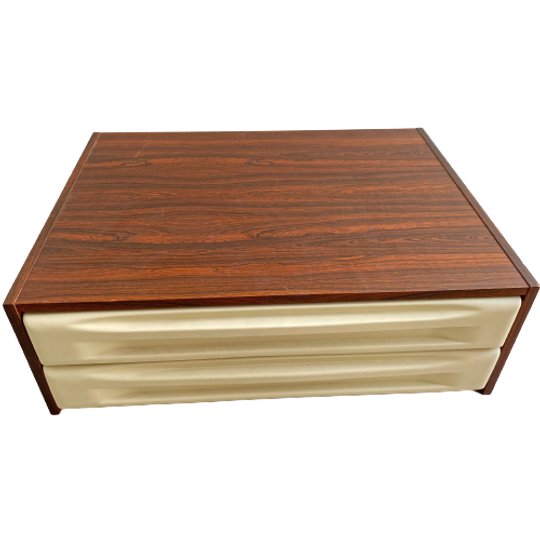 Vintage Palissander Ladeblok / Ladekast / Kast Met 2 Kunststof Lades | Commode 1
