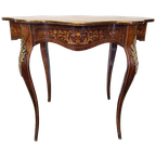 Antiek Franse Louis Xv Stijl Tafel Met Lade, Eind 19e Eeuw thumbnail 1