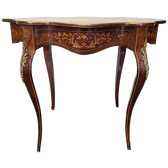 Antiek Franse Louis Xv Stijl Tafel Met Lade, Eind 19e Eeuw 1