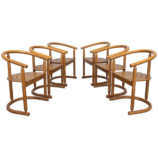 Set Of 6 Bentwood Dining Chairs By Allmilmö, 1980s 1
