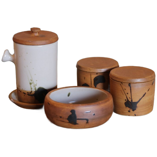 Tachiste Aardewerken Servies, La Colombe Pottery, Jaren 50/60 1