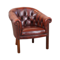 Zeer Luxe Rundleren Rode Chesterfield Clubfauteuil Met Een Sprekend Karakter