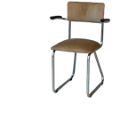 Ahrend Eetkamerstoel Vintage Sledestoel Buisframestoel Beige thumbnail 1