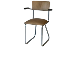 Ahrend Eetkamerstoel Vintage Sledestoel Buisframestoel Beige