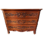 Louis Xv Franse Gebeeldhouwde Eiken Commode. thumbnail 1