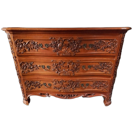 Louis Xv Franse Gebeeldhouwde Eiken Commode. 1