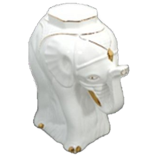 Witte Porseleinen Olifant Met Goud Plantentafel 1