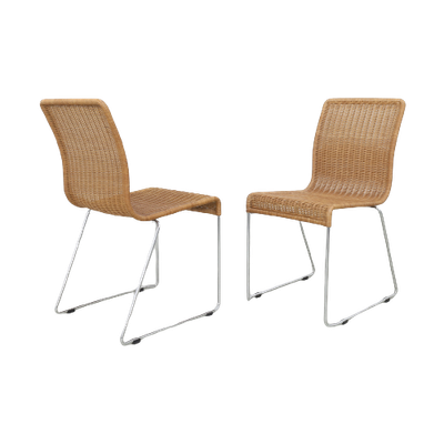 2X Dining Chair In Chrome And Cane