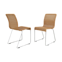 2X Dining Chair In Chrome And Cane