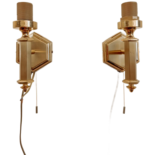 Set Van 2 Messing Wandlampjes In Hollywood Regency Stijl 1