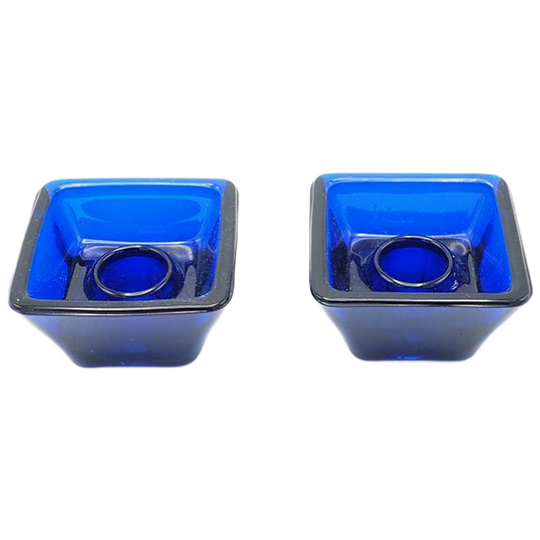 Vintage Holmegaard Set Kobalt Blauwe Kandelaren, 1970s 1