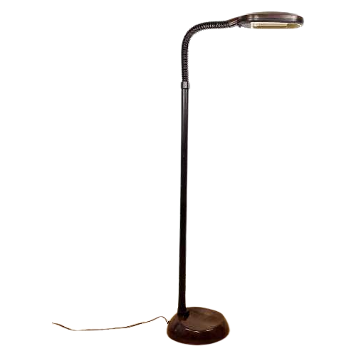 Vintage 60/70S Kunstof Verstelbare Bruine Vloerlamp (Notenhout Look) Retro Staande Lamp