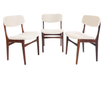 3 Palissander Stoelen Eettafel Crème Teddy Stof | Danish