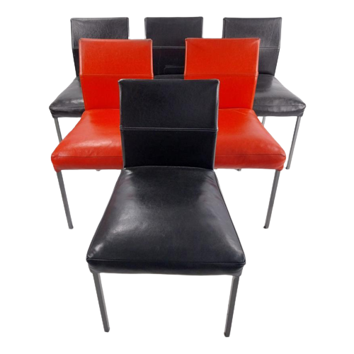 6 Kff Design Leather Dinning Chairs Model Texas- Stoelen