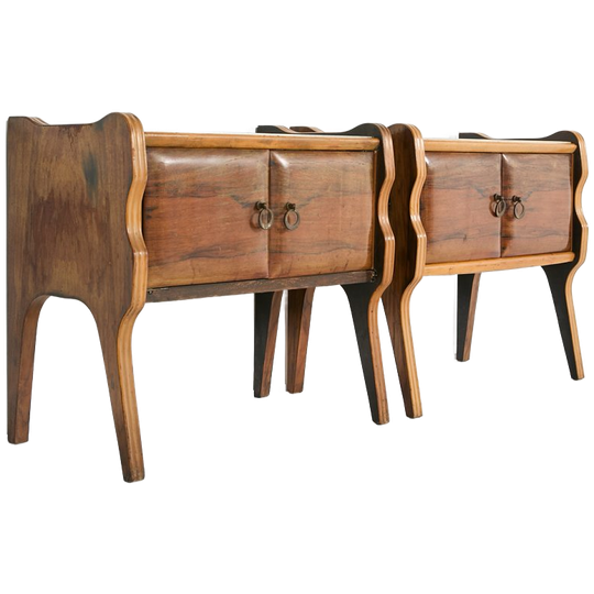 Pair Of Sculptural Italian Mid-century Nightstands/cabinets, 1950’s 1