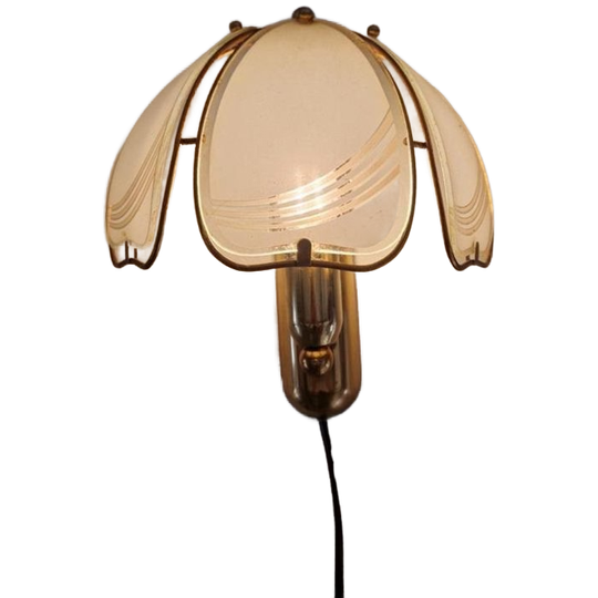 Jaren 80 Vintage Wandlamp Met Gebogen Glas 1