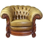Vintage Leren Chesterfield Clubfauteuil In Barokstijl thumbnail 1